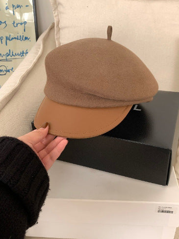 オーストラリアの100%ウールのベレー帽feverと同じ金の秋冬の黒の百合の騎士の帽子女性の新聞少年の帽子です