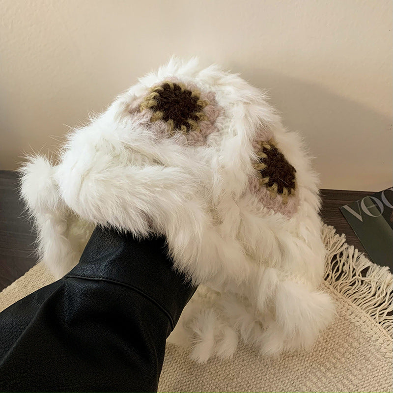 毛の羽毛の漁師の帽子女性の冬のウサギの毛のニット毛の帽子は顔を見せて小さくて暖かいです醒さめのライオンの帽子大頭の周りの毛の帽子
