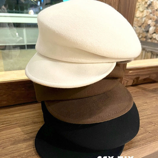 オーストラリアの100%ウールのベレー帽feverと同じ金の秋冬の黒の百合の騎士の帽子女性の新聞少年の帽子です