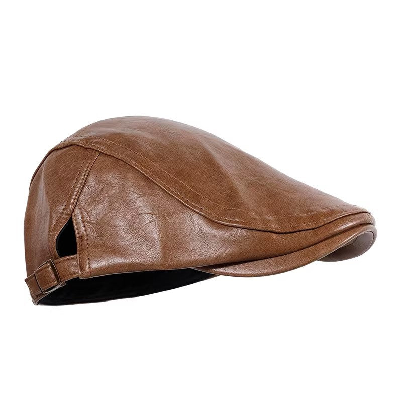 帽子の女性の款2025の新型のファッションの潮流革の港の風の頭の頭の頭の頭の前の帽子復古のベレー帽は顔が小さく見えます