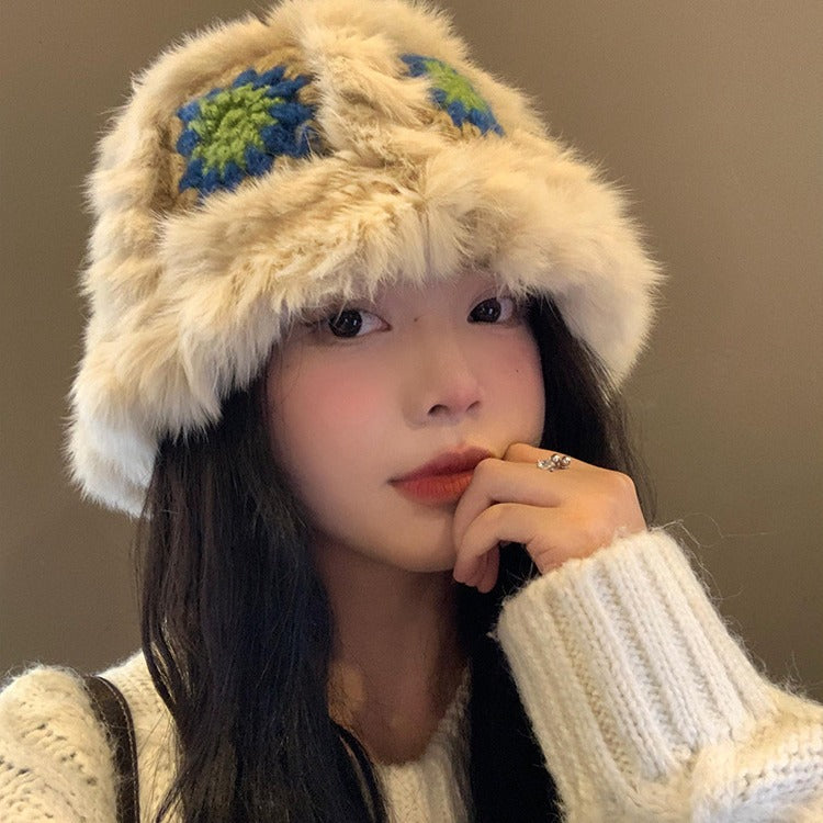 毛の羽毛の漁師の帽子女性の冬のウサギの毛のニット毛の帽子は顔を見せて小さくて暖かいです醒さめのライオンの帽子大頭の周りの毛の帽子