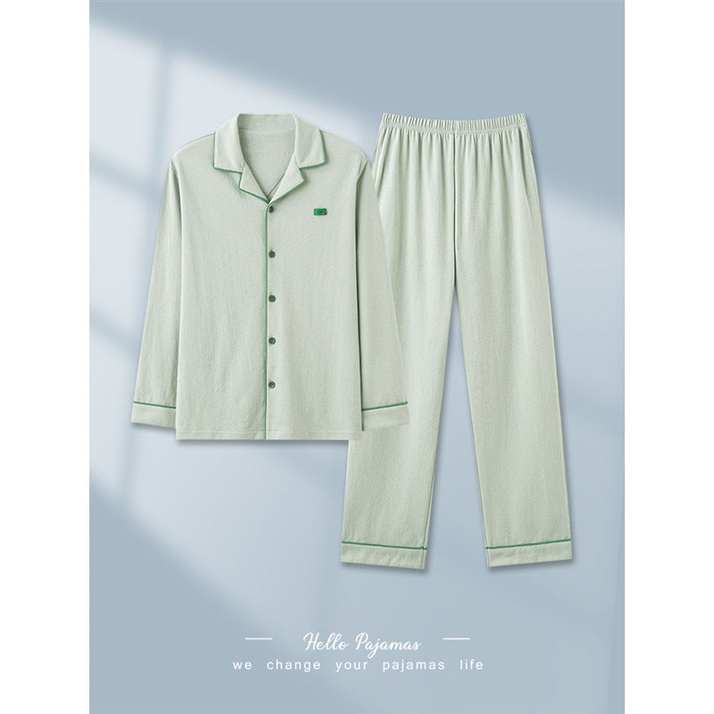 パジャマ純綿の男性春秋型の長袖の部屋着薄手の型のレジャーの大きいサイズの外に着ることができますスーツ