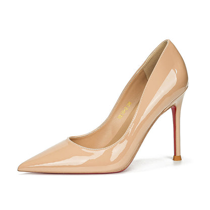 フランスの赤い地の側の空の尖ったハイヒールの女性の細いかかと秋冬の浅い口のセクシーな気質は百の合わせることができて軽くて高級感があります