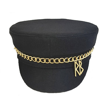 帽子の女性の秋冬の新型のファッションのチェーン海軍の帽子rbアルファベットの百合の帽子の屋外の暖かいアヒルの舌打ち帽です