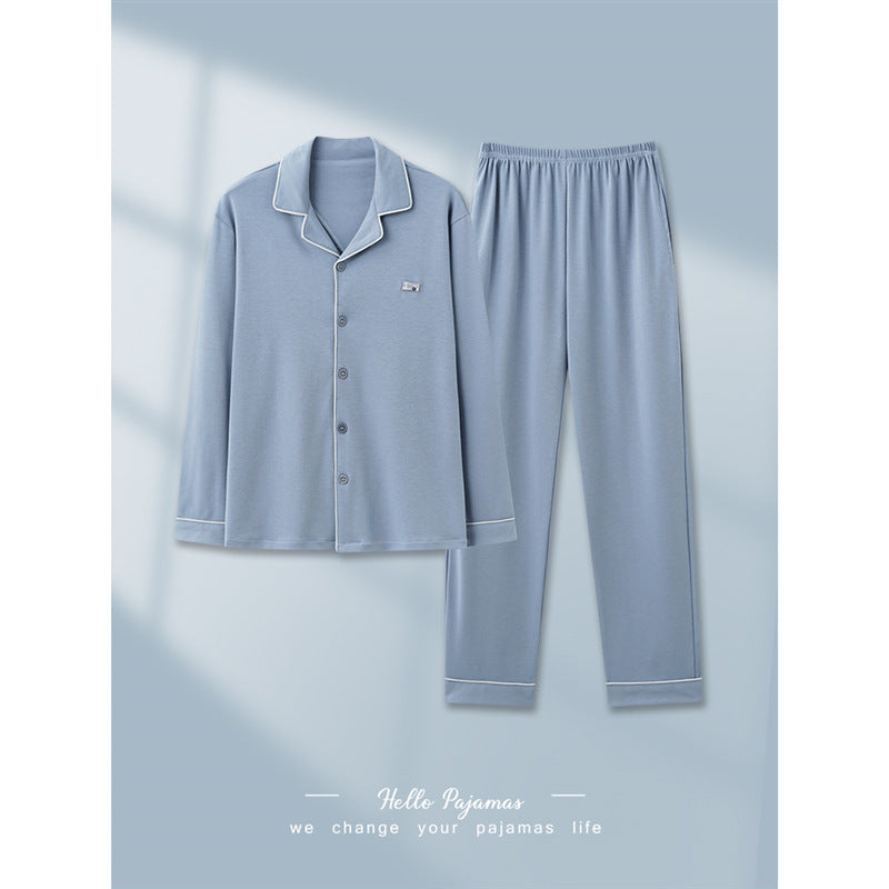 パジャマ純綿の男性春秋型の長袖の部屋着薄手の型のレジャーの大きいサイズの外に着ることができますスーツ