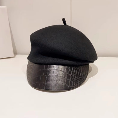 オーストラリアの100%ウールのベレー帽feverと同じ金の秋冬の黒の百合の騎士の帽子女性の新聞少年の帽子です