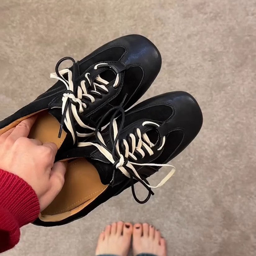 皮の皮版~復古の黒い靴は帯を結びます阿甘靴女内増高レジャーの板靴靴百は運働靴の潮に合わせる