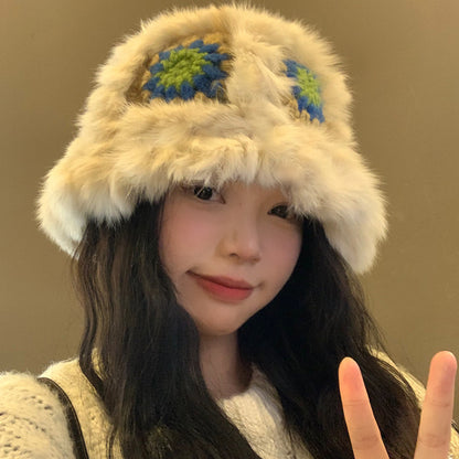 毛の羽毛の漁師の帽子女性の冬のウサギの毛のニット毛の帽子は顔を見せて小さくて暖かいです醒さめのライオンの帽子大頭の周りの毛の帽子