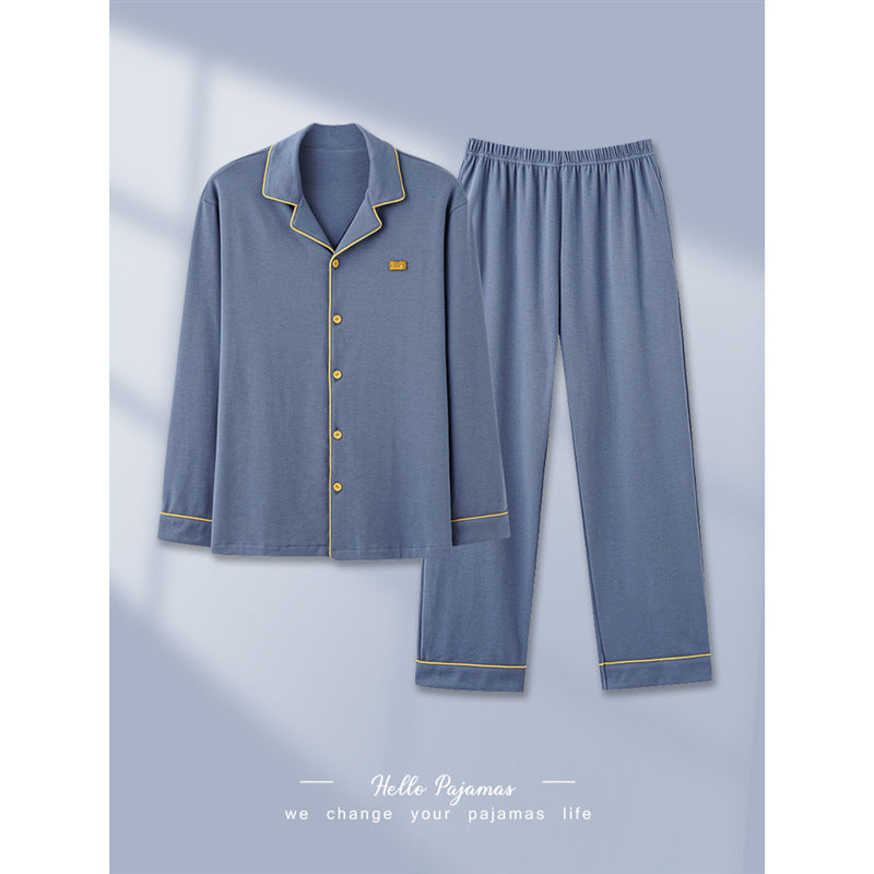 パジャマ純綿の男性春秋型の長袖の部屋着薄手の型のレジャーの大きいサイズの外に着ることができますスーツ