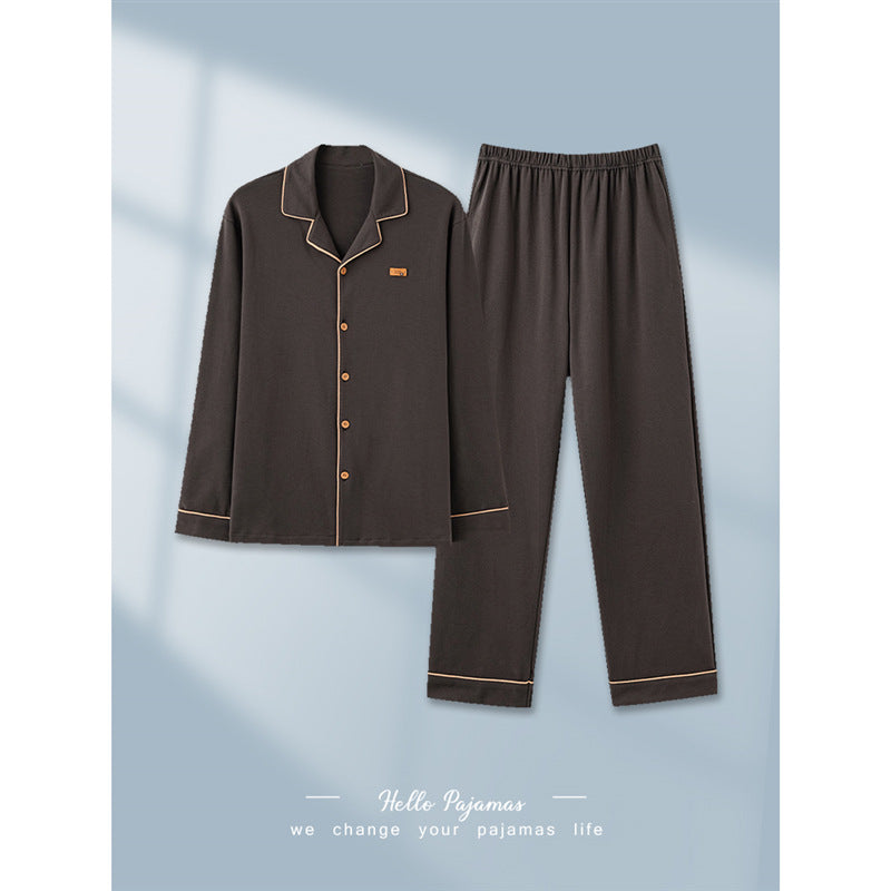 パジャマ純綿の男性春秋型の長袖の部屋着薄手の型のレジャーの大きいサイズの外に着ることができますスーツ