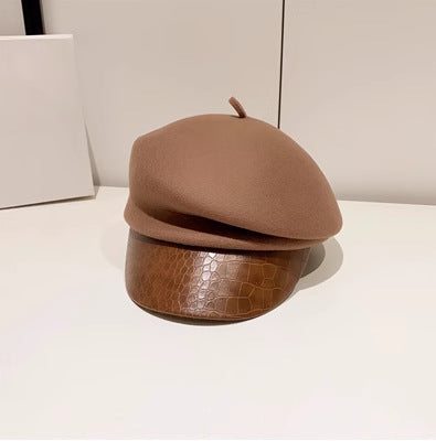 オーストラリアの100%ウールのベレー帽feverと同じ金の秋冬の黒の百合の騎士の帽子女性の新聞少年の帽子です