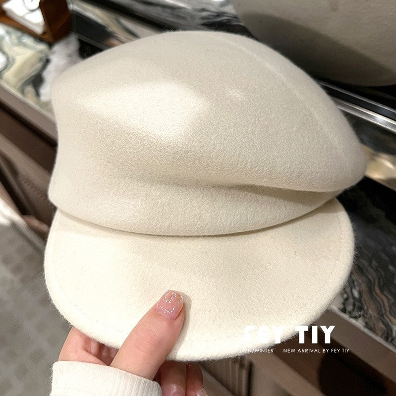 オーストラリアの100%ウールのベレー帽feverと同じ金の秋冬の黒の百合の騎士の帽子女性の新聞少年の帽子です