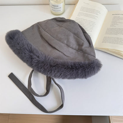ふわふわ帽子女冬純色がかわいい漁師帽子山帽子ゆったり厚手ファッション東北防寒防寒耳当て