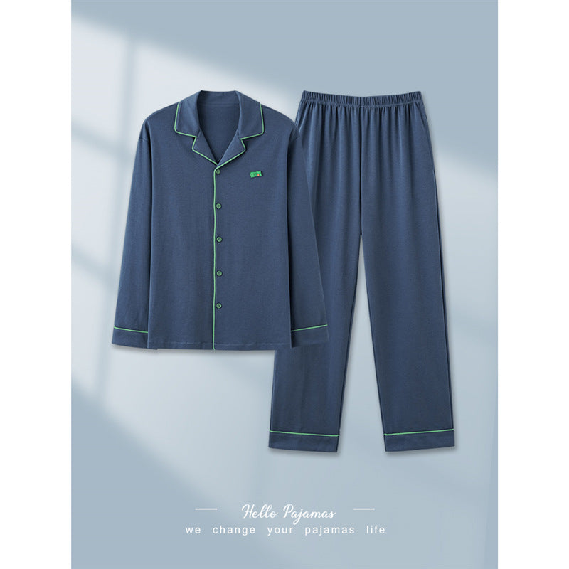 パジャマ純綿の男性春秋型の長袖の部屋着薄手の型のレジャーの大きいサイズの外に着ることができますスーツ