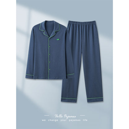 パジャマ純綿の男性春秋型の長袖の部屋着薄手の型のレジャーの大きいサイズの外に着ることができますスーツ