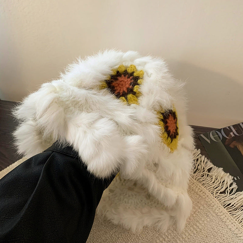 毛の羽毛の漁師の帽子女性の冬のウサギの毛のニット毛の帽子は顔を見せて小さくて暖かいです醒さめのライオンの帽子大頭の周りの毛の帽子