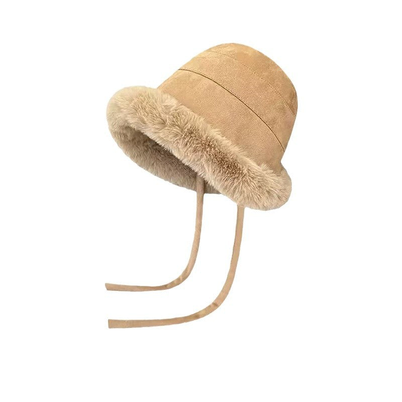 ふわふわ帽子女冬純色がかわいい漁師帽子山帽子ゆったり厚手ファッション東北防寒防寒耳当て